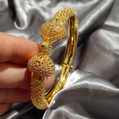 Luxury Dubai France 24k Gold Color Bangles For Women Girls African Wedding Luxury Width Bride Bangles