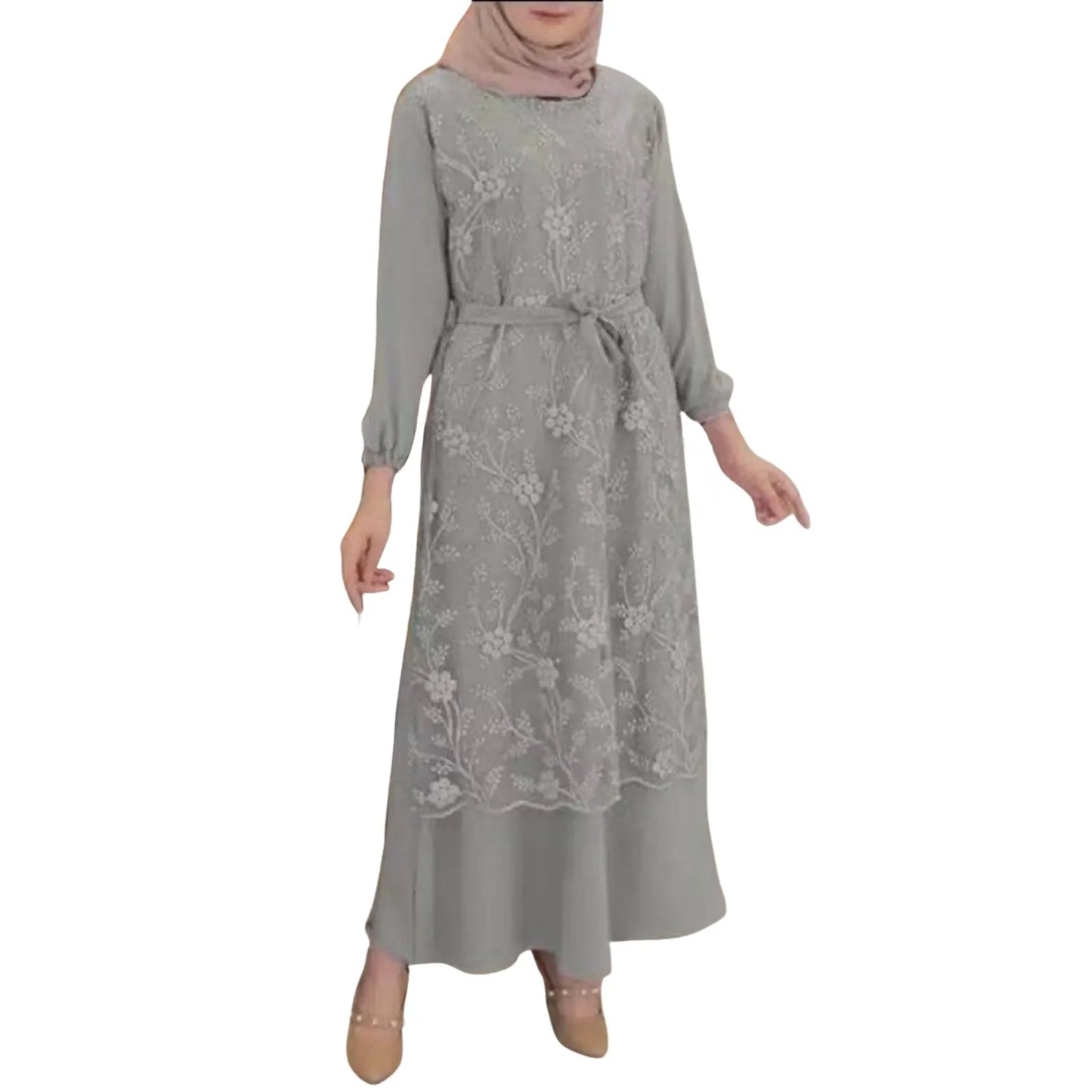 Women's Muslim Robe Bat Sleeve Long Round Neck Loose Temperament Prayer Clothing Punjabi Suits