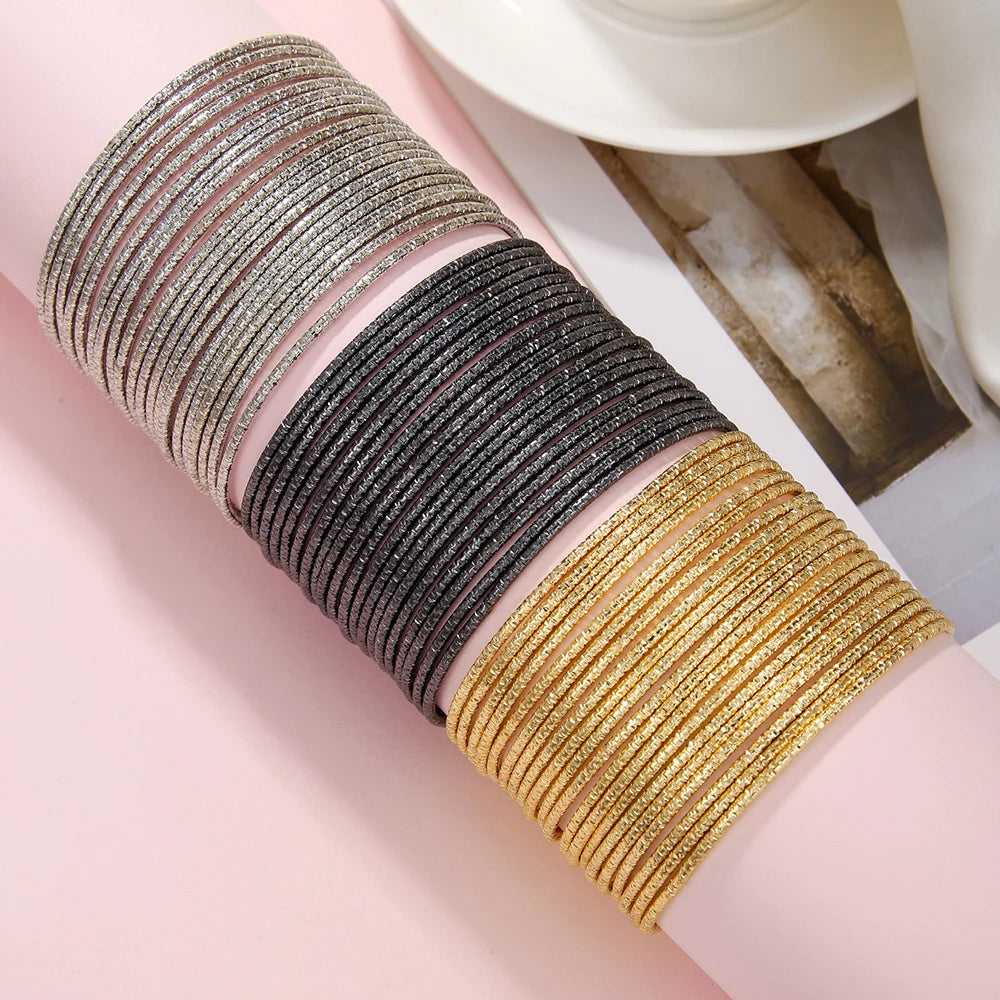 20Pc/sets Multi-Layer Star-Studded Bracelet Fashion Bohemian Wind Plain Circle Metal Bracelet Combination for Couple Jewelry