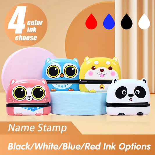 Black/Blue/Red/White Customized Name Stamp Paints Personal Student  Baby Engraved Waterproof Non-fading Kindergarten Name Seal