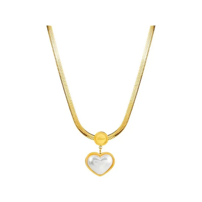 Elegant Gold Color Butterfly Heart Pendant Necklace Women's Stainless Steel Necklace Non Fading Snake Chains Trend 2024 Jewelry