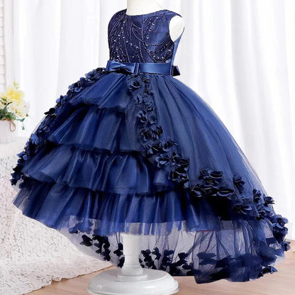 3-12 Year Girls Petal Skirt Kids Clothes Children Bridesmaid Dresses Party Princess Evening Prom Ball Gowns Embroidery