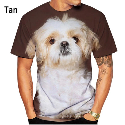 New Fashion Cute Shih Tzu Dog 3D Printed T-shirt Men's and Women's Summer Casual Short-sleeved Animal Shirt Top