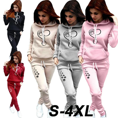 Autumn and Winter Women's Sportswear Fashion Printing Jogging Set Sportswear Pullover Set Hoodie+2 pieces of Sportswear Pants