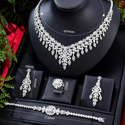 GODKI Trendy 4pcs Full Bridal Jewelry Sets For Women Party Luxury Dubai Indian CZ Crystal Wedding Jewelry Sets