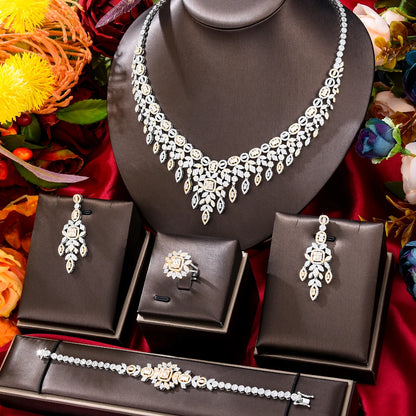 GODKI Trendy 4pcs Full Bridal Jewelry Sets For Women Party Luxury Dubai Indian CZ Crystal Wedding Jewelry Sets