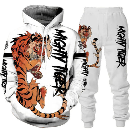 New Animal 3D Tiger Printed Hoodie + Pants Suit Cool Men/Women 2 Pcs Sportwear Tracksuit Set Autumn And Winter Men's Clothing