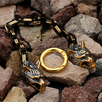 Nordic Viking Celtic Wolf Head Dragon Head Bird Head Ghost Head Men's Stainless Steel Bracelet Non-fading Jewelry Wholesale