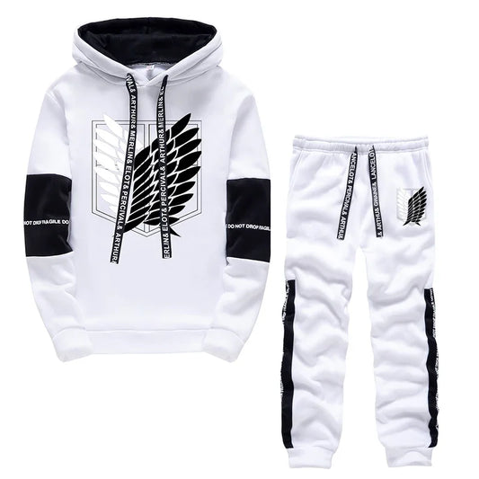 Men Tracksuit 2 Piece Set  Autumn Winter Pullover Hoodies Sweatshirt+Pants Suit Man Black White Set Tracksuit Men Luxury Clothes