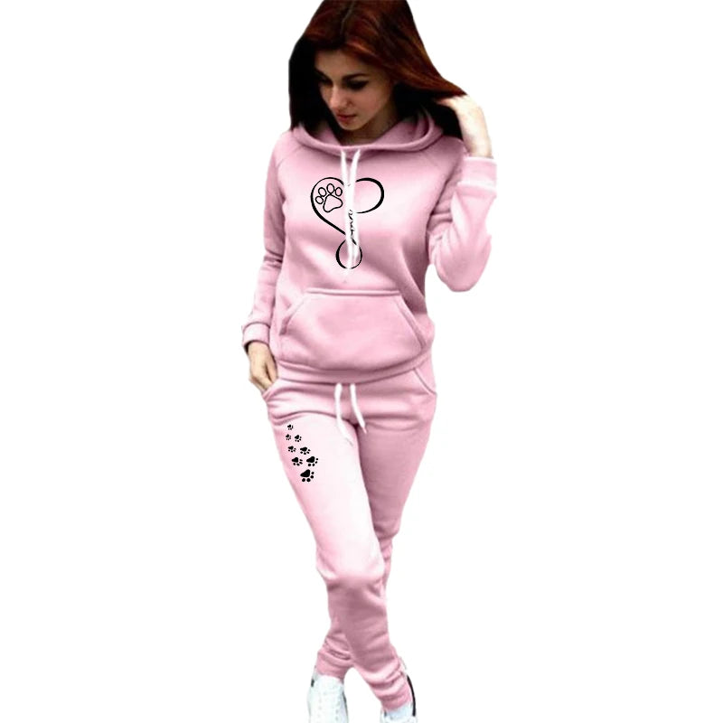 Autumn and Winter Women's Sportswear Fashion Printing Jogging Set Sportswear Pullover Set Hoodie+2 pieces of Sportswear Pants