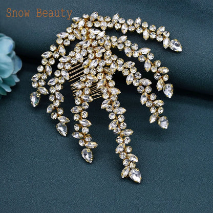 DZ031 Golden Bridal Comb Wedding Hair Accessiories Luxury Party Headpieces Fashion Design Bride Tiara Hairbands Hair Clips