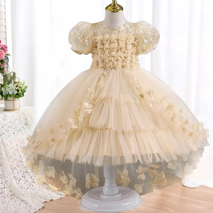 3-12 Year Girls Petal Skirt Kids Clothes Children Bridesmaid Dresses Party Princess Evening Prom Ball Gowns Embroidery