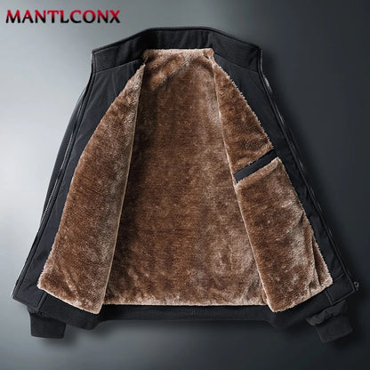 MANTLCONX Newest 8XL Men's Winter Jackets Thick Stand Collar Men's Coats Casual Warm Fleece Cotton Men's Jacket Winter Outwear