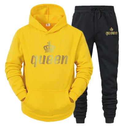 King And Queen Couple Outfit Hoodie and Jogger Pants High Quality Men Women Daily Casual Sport Jogging Suit King Queen Tracksuit