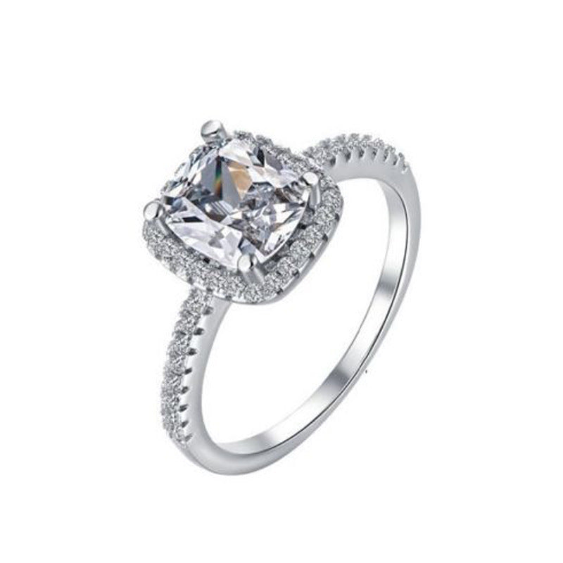 Women's Beautiful Square Diamond Alloy Ring