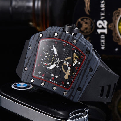 Knife Hollow Carbon Brazed Silicone Band Quartz Men's Watch