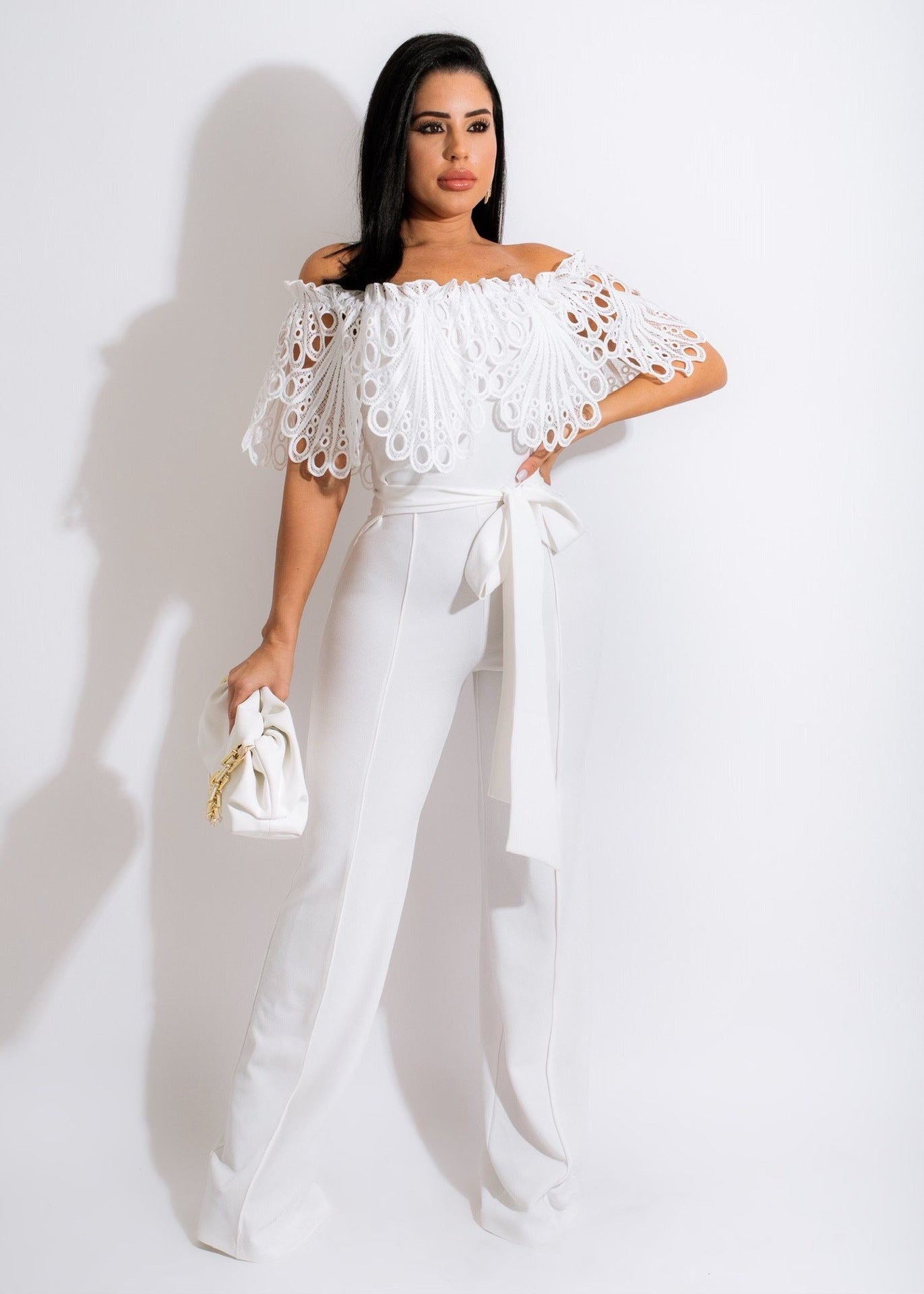 Standard Size Sexy Ruffles Off-the-shoulder Jumpsuit