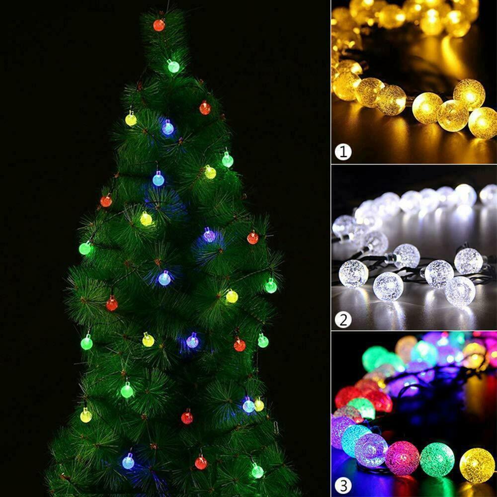 LED Solar Globe String Fairy Lights Outdoor Garden Festive Party Decor Waterproof