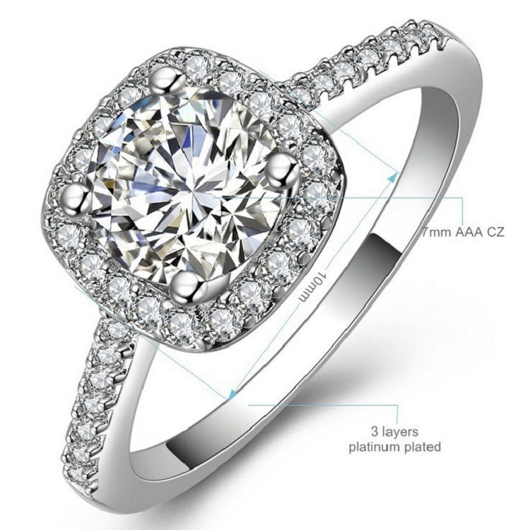 Women's Beautiful Square Diamond Alloy Ring