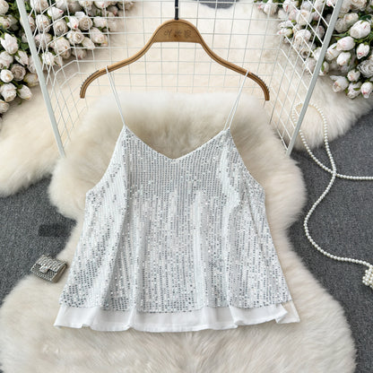 Women's Versatile Loose Sequin Camisole Vest