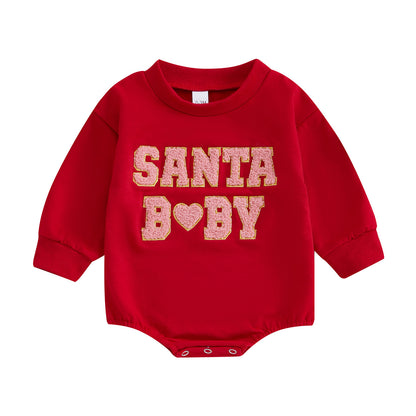 Christmas Clothes For Girls Boys Casual Sweatshirt Romper Cute Letter Long Sleeve Jumpsuit Newborn Bodysuits