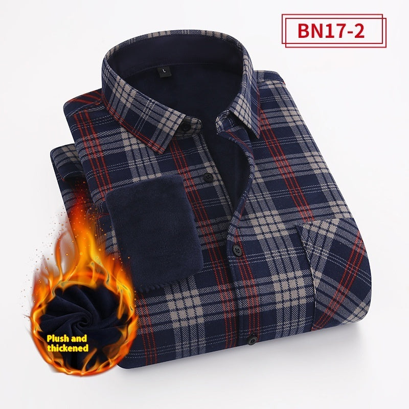 European And American Size Handsome Fleece-lined Thick Warm Shirt